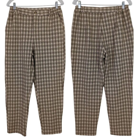 Willow & Root Women's Plaid Check Trouser Pant Size L Brown Black Tan career‎ - Picture 1 of 15
